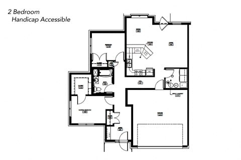 Floor plan for 2 beds, 1 bath, 1110 sqft